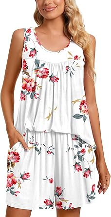 2 Piece Women's Sleeveless Pajama Sets, Lounge Sleepwear Ladies Pjs Sets with Pockets